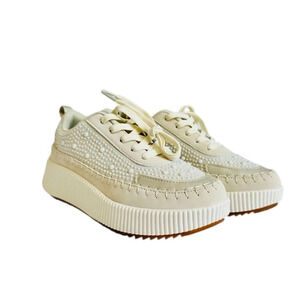 NWOB $185 NICOLE MILLER NEW YORK Women’s 10 BRITA STUDDED IVORY FASHION SNEAKERS